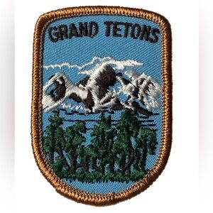Vintage Unused Grand Tetons National Park Embroidered Iron On Patch Mountains